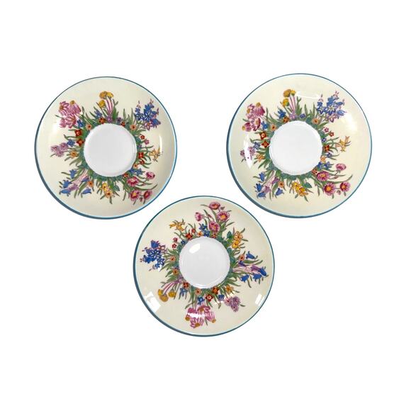 Vtg Wedgwood Prairie Flowers 5.75" Saucer Plate W1758 Made In England Set of 3 - Picture 1 of 9